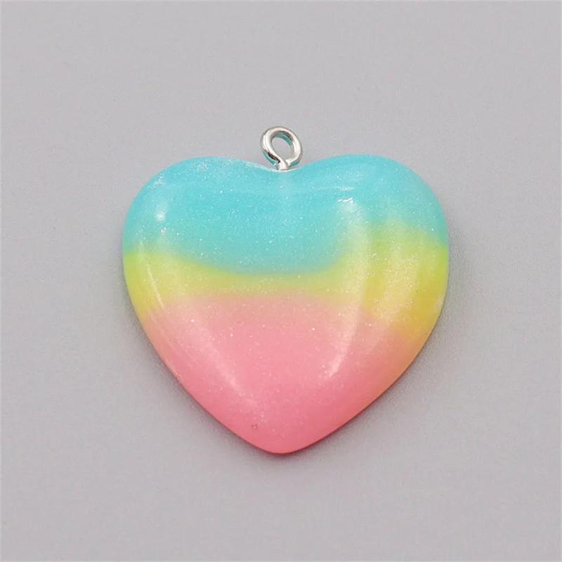 10Pcs Gradient Glitter Resin Charms Keychain Necklace Earring Pendant