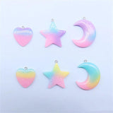 10Pcs Gradient Glitter Resin Charms Keychain Necklace Earring Pendant