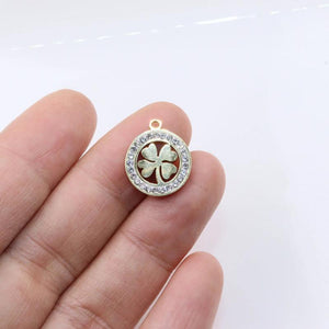 3pcs 14mm High Stainless Steel Stones Charm Pendant DIY Necklace Earrings