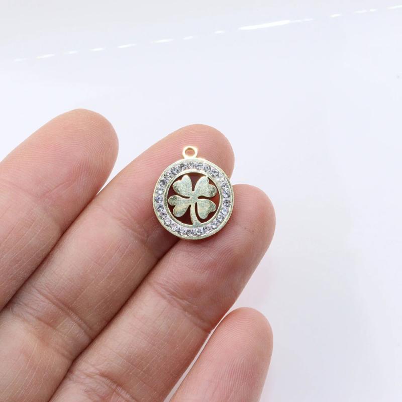 3pcs 14mm High Stainless Steel Stones Charm Pendant DIY Necklace Earrings
