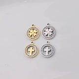 3pcs 14mm High Stainless Steel Stones Charm Pendant DIY Necklace Earrings