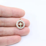 3pcs 14mm High Stainless Steel Stones Charm Pendant DIY Necklace Earrings