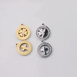 3pcs 14mm High Stainless Steel Stones Charm Pendant DIY Necklace Earrings