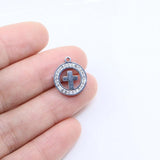 3pcs 14mm High Stainless Steel Stones Charm Pendant DIY Necklace Earrings