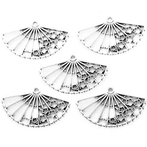 20PCS Multicolor Fan Charm 40*24mm for Jewelry Making Earrings Necklace