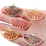 20PCS Multicolor Fan Charm 40*24mm for Jewelry Making Earrings Necklace