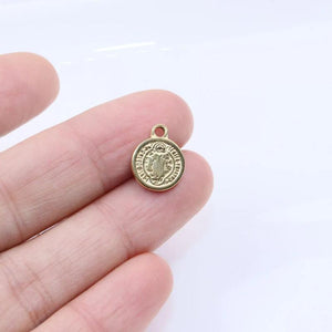 5pcs 8mm Stainless Steel Round Coin Charms DIY Necklace Earrings Bracelets
