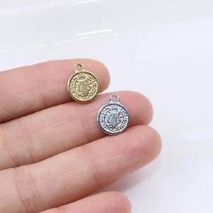 5pcs 8mm Stainless Steel Round Coin Charms DIY Necklace Earrings Bracelets