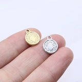5pcs 8mm Stainless Steel Round Coin Charms DIY Necklace Earrings Bracelets