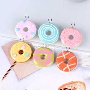 10pcs Donuts Charms for Jewelry Making Diy Hairpin Earrings Necklace Pendant