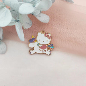 10pcs Animal Alloy Charm Enamel Hedgehog Cat Pendant DIY Keychain Accessories