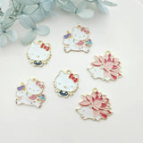 10pcs Animal Alloy Charm Enamel Hedgehog Cat Pendant DIY Keychain Accessories