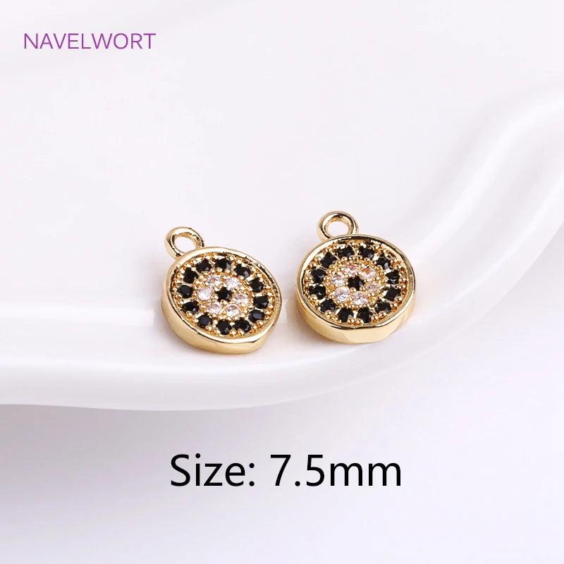 14K Plating Eye Pendants Zircon Evil Eye Charms DIY Crafts