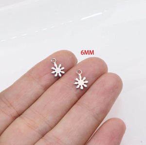 50pcs 6mm StainlessSteel Mini Flower Dangling Charms DIY Anklets Earrings