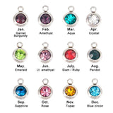 20pcs Zodiac Birth Stones Charms 6mm Stainless Steel Pendants