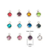 20pcs Zodiac Birth Stones Charms 6mm Stainless Steel Pendants
