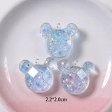 10Pcs Cartoon Glitter Mouse Resin Charms for DIY Jewelry Making