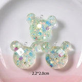 10Pcs Cartoon Glitter Mouse Resin Charms for DIY Jewelry Making