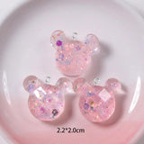 10Pcs Cartoon Glitter Mouse Resin Charms for DIY Jewelry Making
