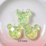 10Pcs Cartoon Glitter Mouse Resin Charms for DIY Jewelry Making