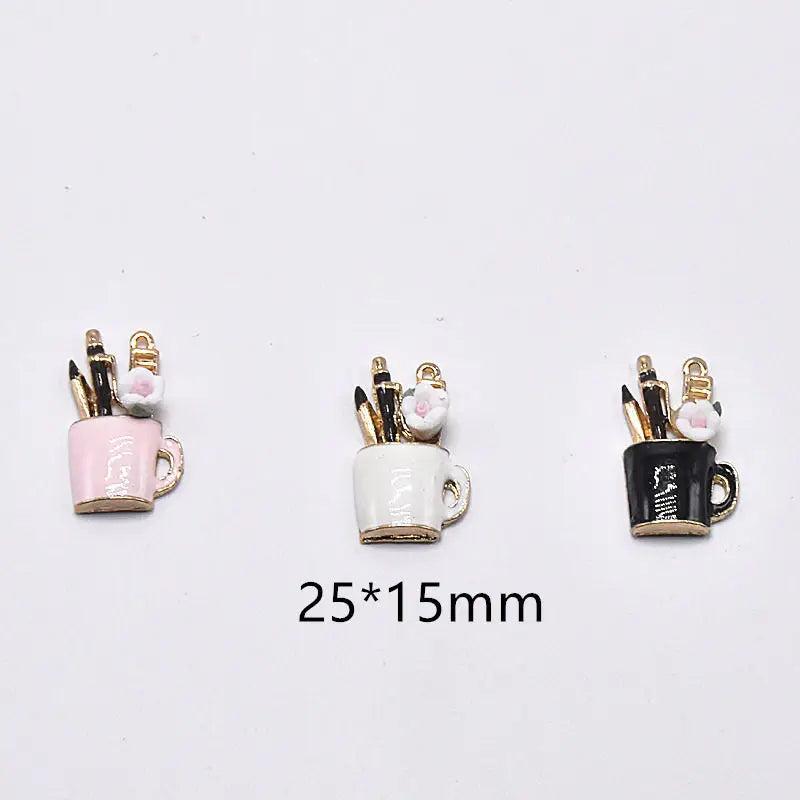 10pcs Flower Tea Cup Enamel Charms DIY Jewelry Making Charms