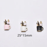 10pcs Flower Tea Cup Enamel Charms DIY Jewelry Making Charms