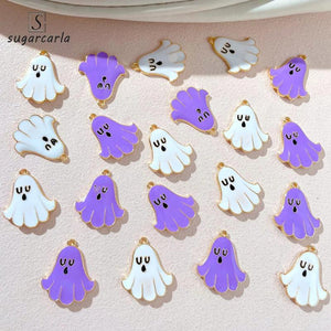 10Pcs Colorful Oil Dripping Ghost Charms DIY Necklace Earring