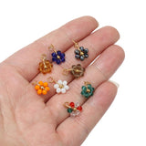 20Pcs Stainless Steel Enamel Heart Charms Sun Flower Pendants for Jewelry Making