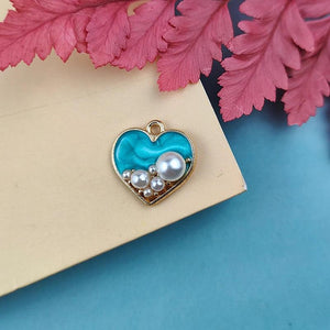 Heart Charm Pearl Earring Pendant DIY Jewelry Bulk