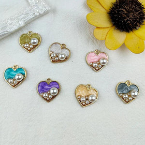 Heart Charm Pearl Earring Pendant DIY Jewelry Bulk