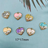 Heart Charm Pearl Earring Pendant DIY Jewelry Bulk