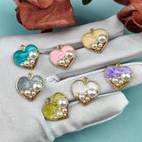 Heart Charm Pearl Earring Pendant DIY Jewelry Bulk