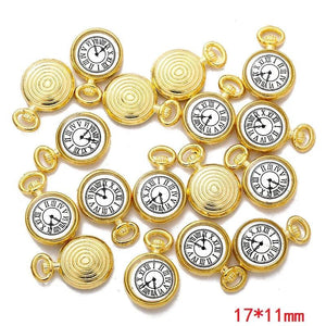 10 Pcs Enamel Zinc Alloy Charms Antique Bronze Watch Pendants DIY Jewelry Making