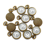 10 Pcs Enamel Zinc Alloy Charms Antique Bronze Watch Pendants DIY Jewelry Making