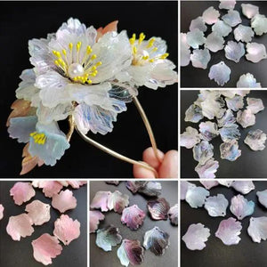 10Pcs Acrylic Colorful Peony Petal Flower Charm Beads DIY Headwear
