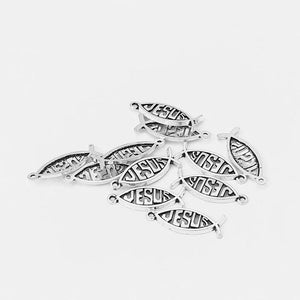 20pcs Jesus Fish Charms Pendant For Jewelry Making 27*10mm