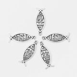 20pcs Jesus Fish Charms Pendant For Jewelry Making 27*10mm