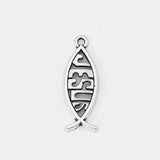 20pcs Jesus Fish Charms Pendant For Jewelry Making 27*10mm
