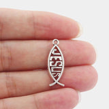 20pcs Jesus Fish Charms Pendant For Jewelry Making 27*10mm