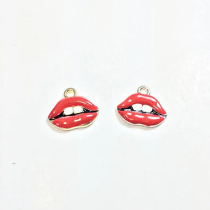 10pcs Epoxy Sexy Red Lips Charms Pendant for Jewelry Making