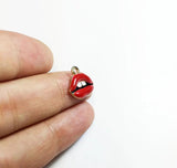 10pcs Epoxy Sexy Red Lips Charms Pendant for Jewelry Making