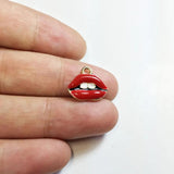 10pcs Epoxy Sexy Red Lips Charms Pendant for Jewelry Making