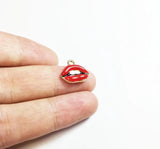 10pcs Epoxy Sexy Red Lips Charms Pendant for Jewelry Making
