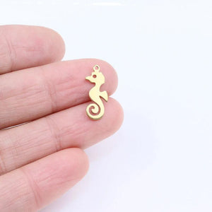 10pcs Stainless Steel SeaHorse Charms Pendant Girl DIY Jewelry 16*8mm 2 Colors