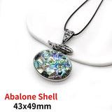Natural Alloy Pendant Oval Abalone Mother Shell Pendant Necklace