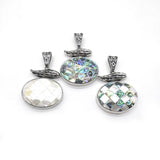 Natural Alloy Pendant Oval Abalone Mother Shell Pendant Necklace