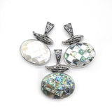 Natural Alloy Pendant Oval Abalone Mother Shell Pendant Necklace