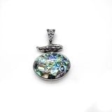 Natural Alloy Pendant Oval Abalone Mother Shell Pendant Necklace