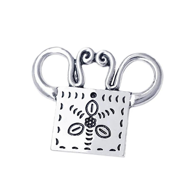 Wicca Pattern Metal Soul Lock Charm Pendant for DIY Lucky Amulet Jewelry