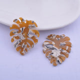 6pcs Monstera Leaves Charm Acetic Acid Big Pendants Earrings